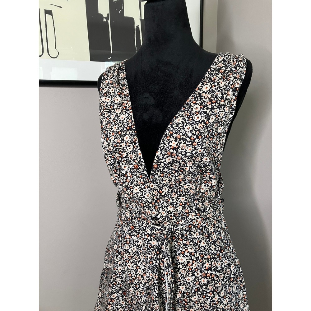 Free People Baby's Got It Denim Convertible Halter Floral Cotton Mini Dress Sz 8 - Picture 9 of 14